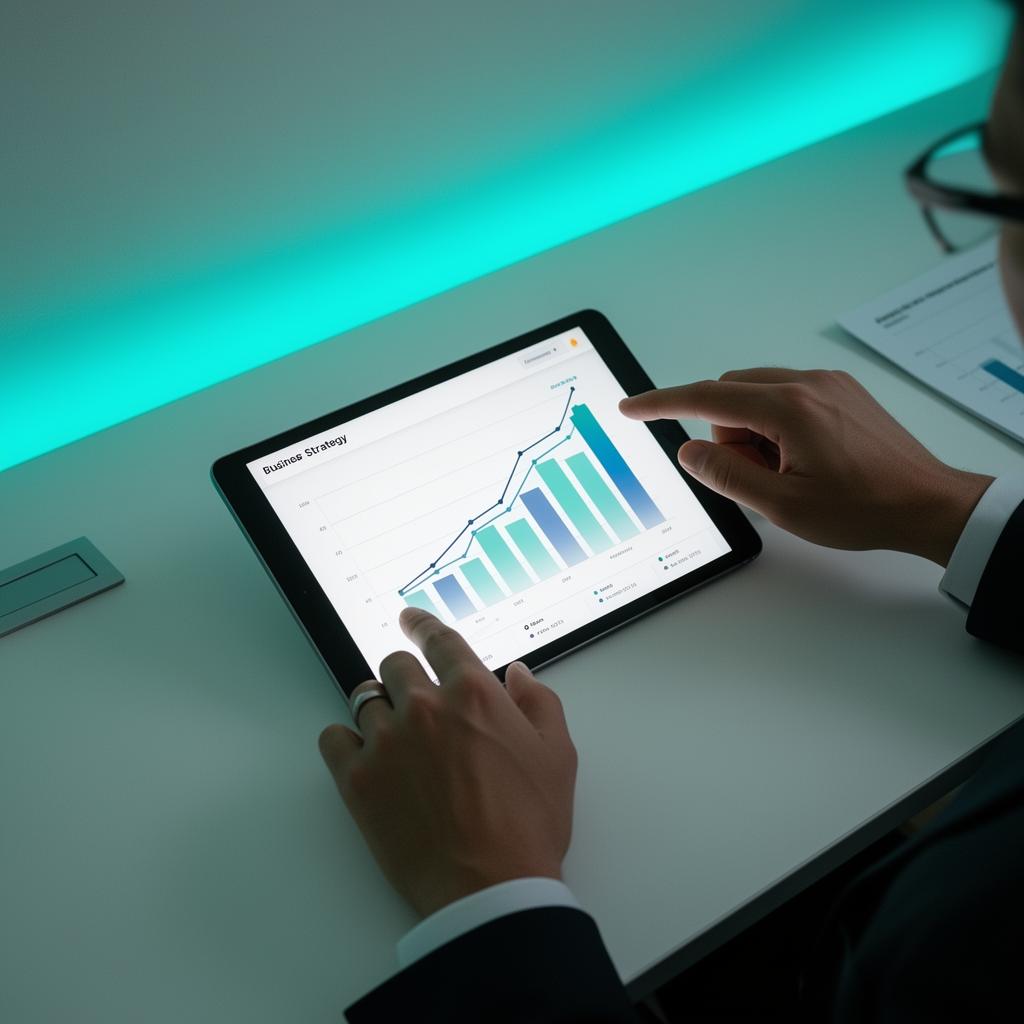 Análisis de estrategia de negocio en tablet